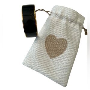 J. Crew Gold-Tone black enamel bangle cuff bracelet in bag